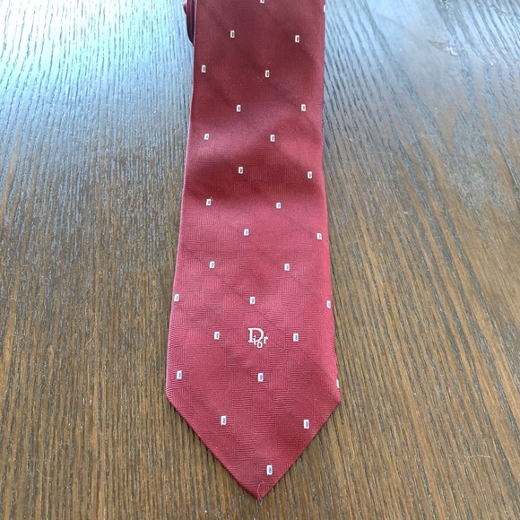 Christian Dior Maroon Embroidered Tie - Picture 2 of 6